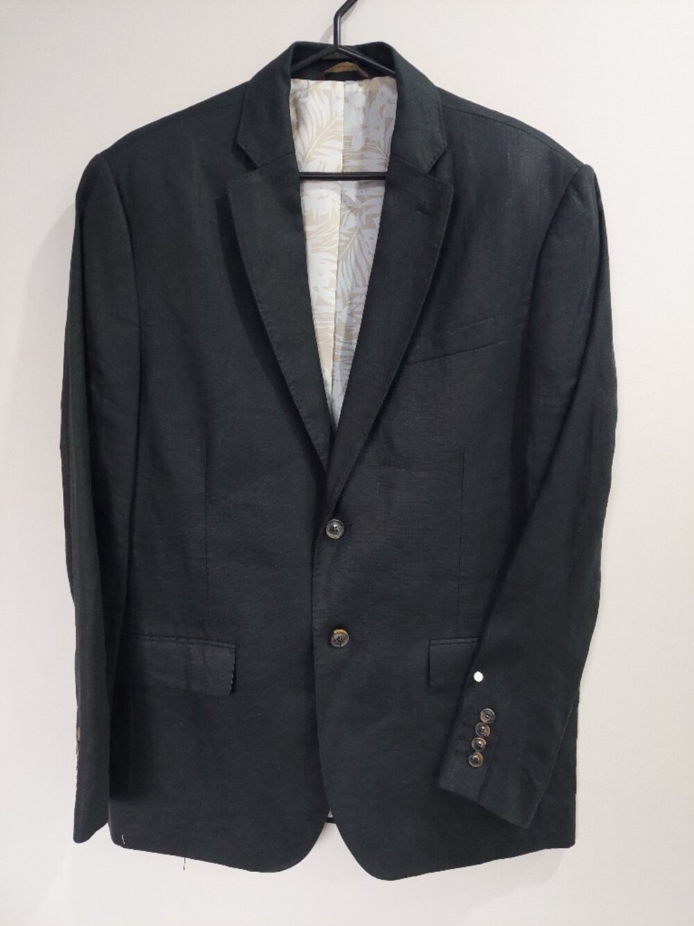 Tasso Elba Island Men's Sz L/42-44 100% Linen Sport Coat Black Two Button Vented
